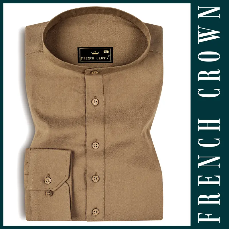 Barley Brown Solid Flannel Designer Shirt 1