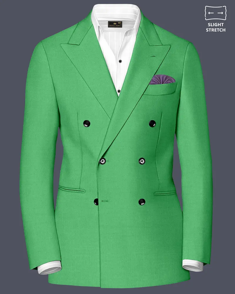 Baron-Chateau Green Wool Rich Slight Stretch Double Breasted Blazer 1