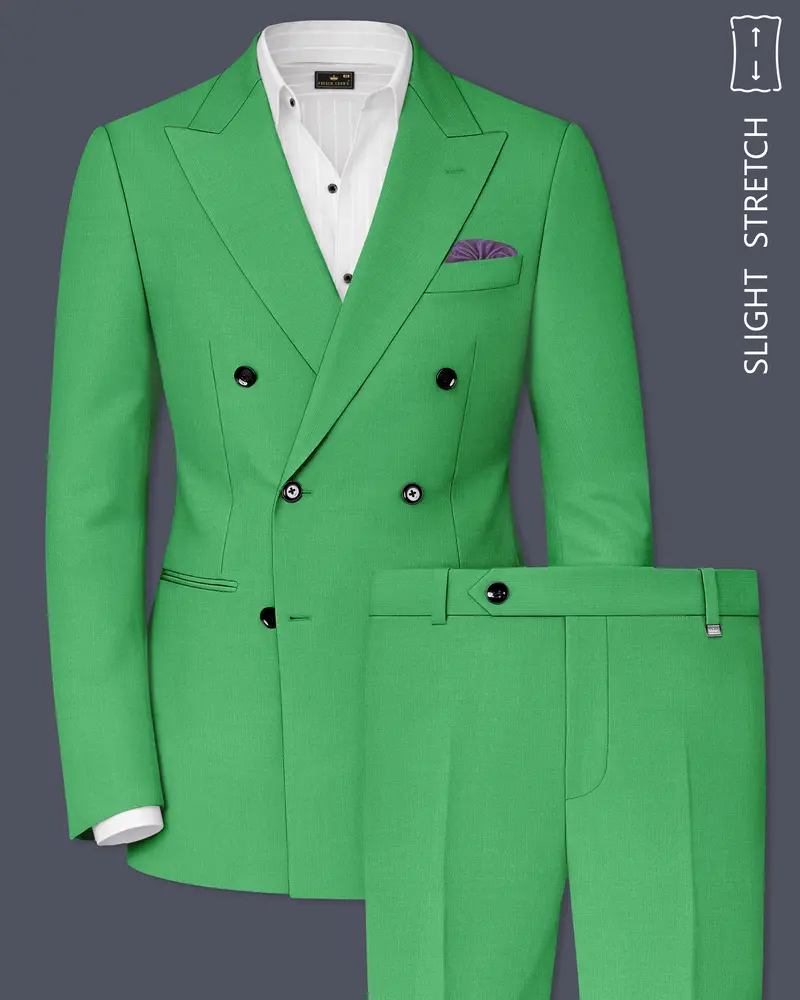 Baron-Chateau Green Wool Rich Slight Stretch Double Breasted Suit 1