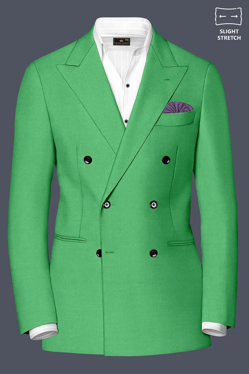 Baron-Chateau Green Wool Rich Slight Stretch Double Breasted Suit 10