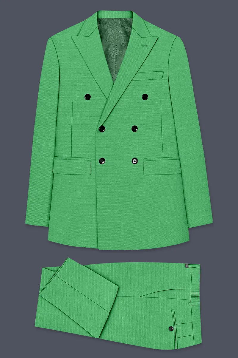 Baron-Chateau Green Wool Rich Slight Stretch Double Breasted Suit 11