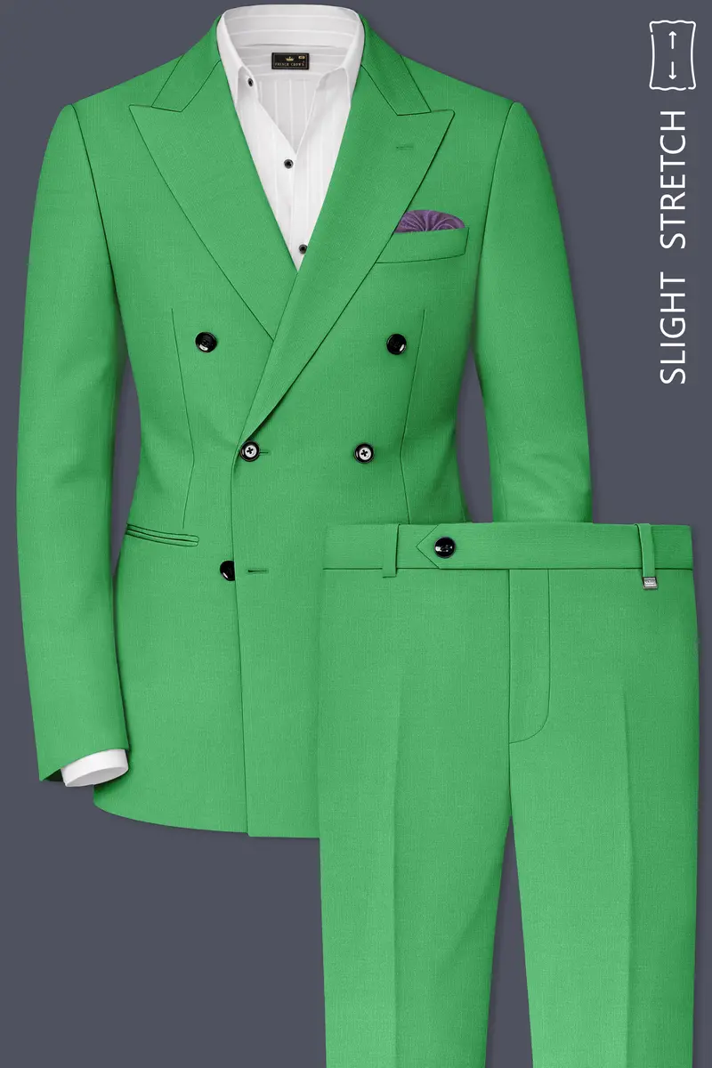 Baron-Chateau Green Wool Rich Slight Stretch Double Breasted Suit 2