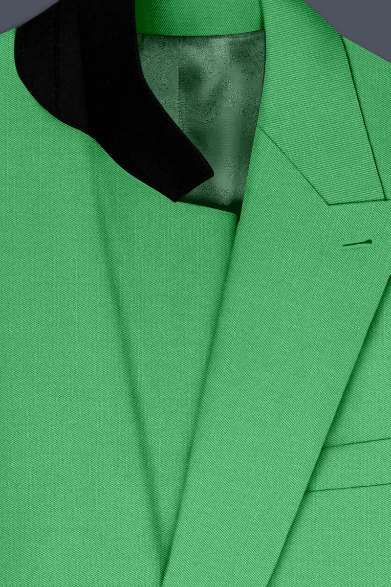 Baron-Chateau Green Wool Rich Slight Stretch Double Breasted Suit 5