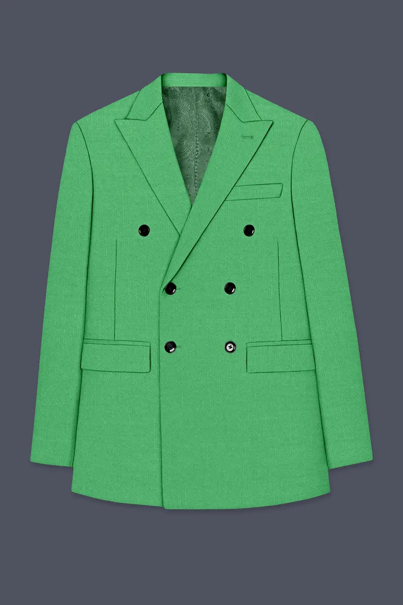 Baron-Chateau Green Wool Rich Slight Stretch Double Breasted Suit 8