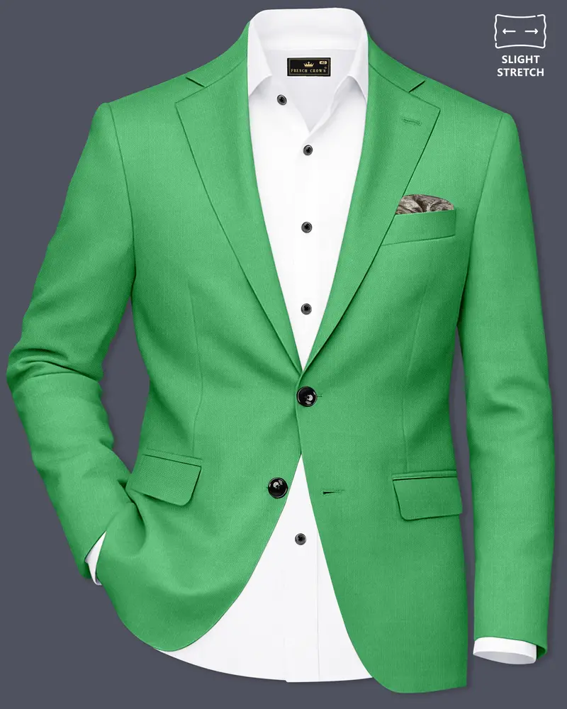 Baron-Chateau Green Wool Rich Slight Stretch Single Breasted Blazer 1
