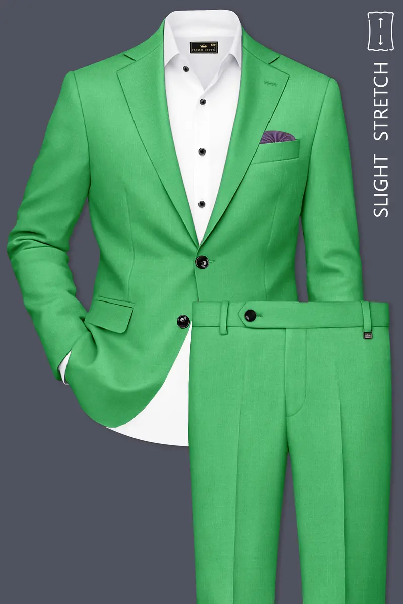 Baron-Chateau Green Wool Rich Slight Stretch Single Breasted Suit 2