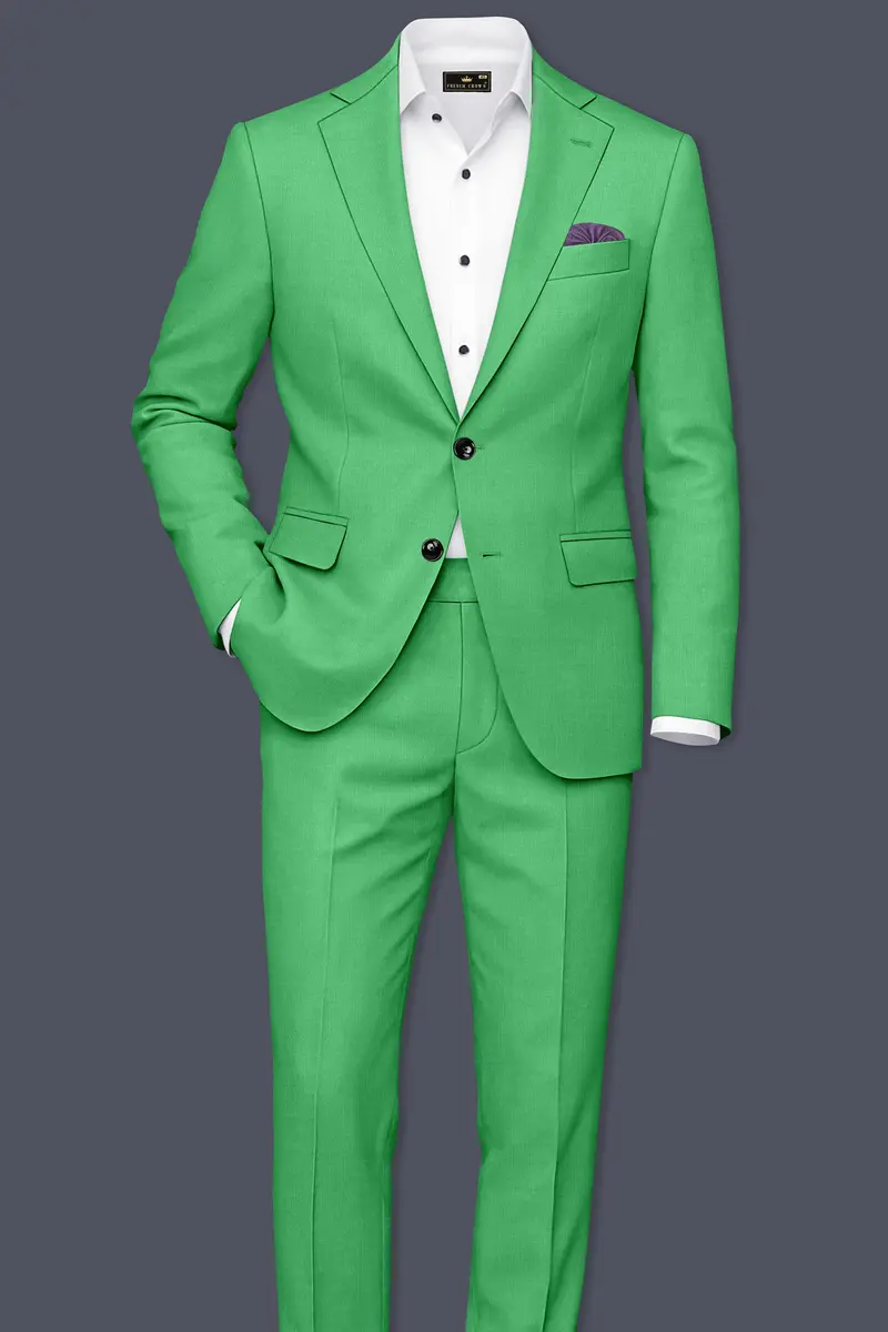 Baron-Chateau Green Wool Rich Slight Stretch Single Breasted Suit 4