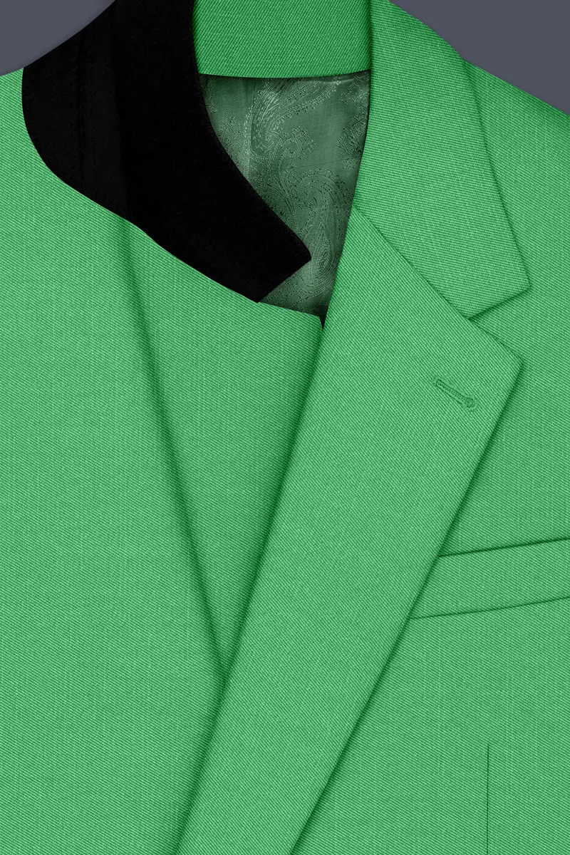 Baron-Chateau Green Wool Rich Slight Stretch Single Breasted Suit 5