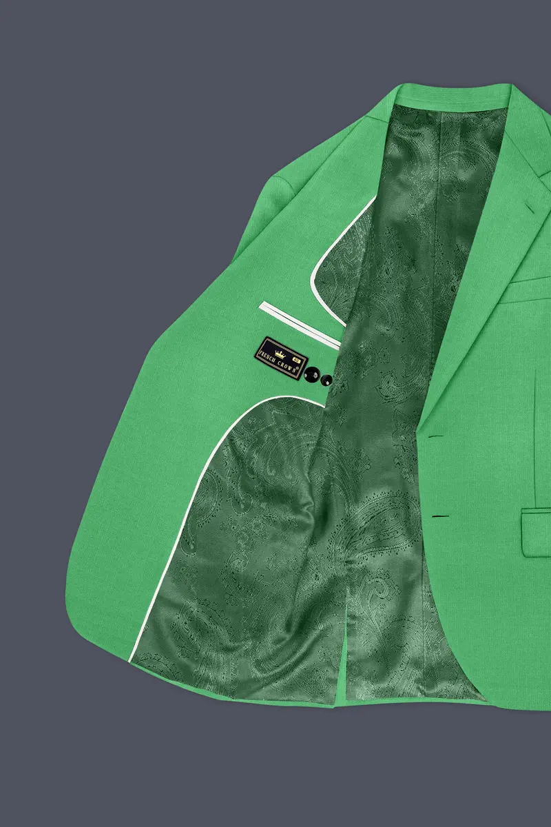 Baron-Chateau Green Wool Rich Slight Stretch Single Breasted Suit 6
