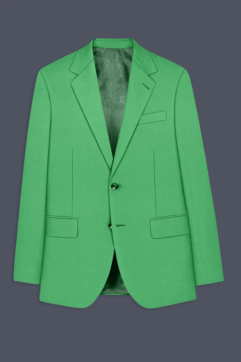 Baron-Chateau Green Wool Rich Slight Stretch Single Breasted Suit 8