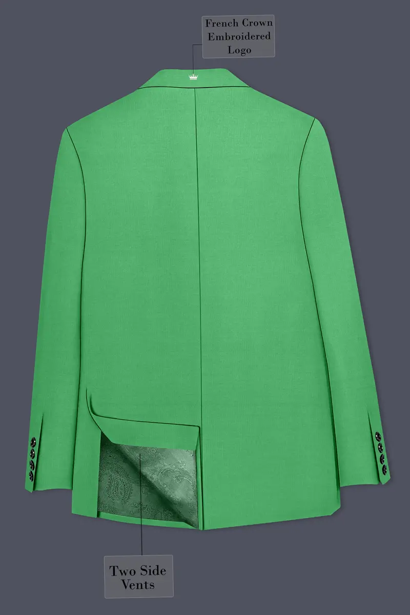 Baron-Chateau Green Wool Rich Slight Stretch Single Breasted Suit 9