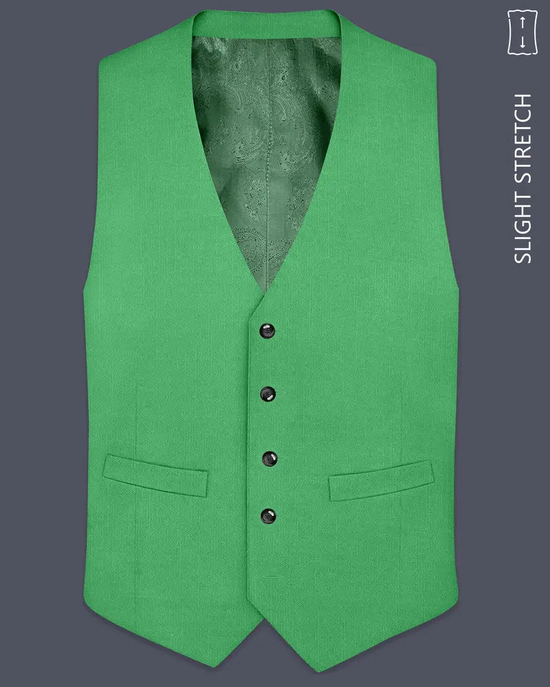 Baron-Chateau Green Wool Rich Slight Stretch Waistcoat 1