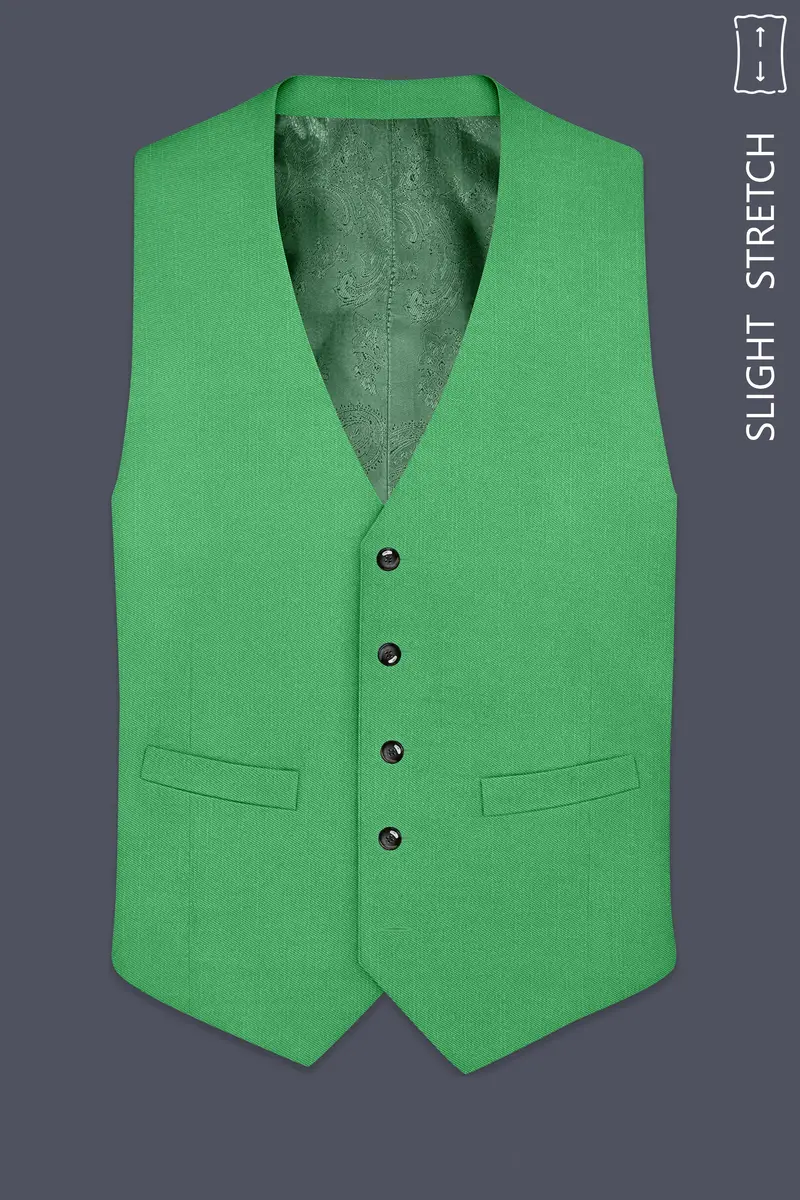 Baron-Chateau Green Wool Rich Slight Stretch Waistcoat 2