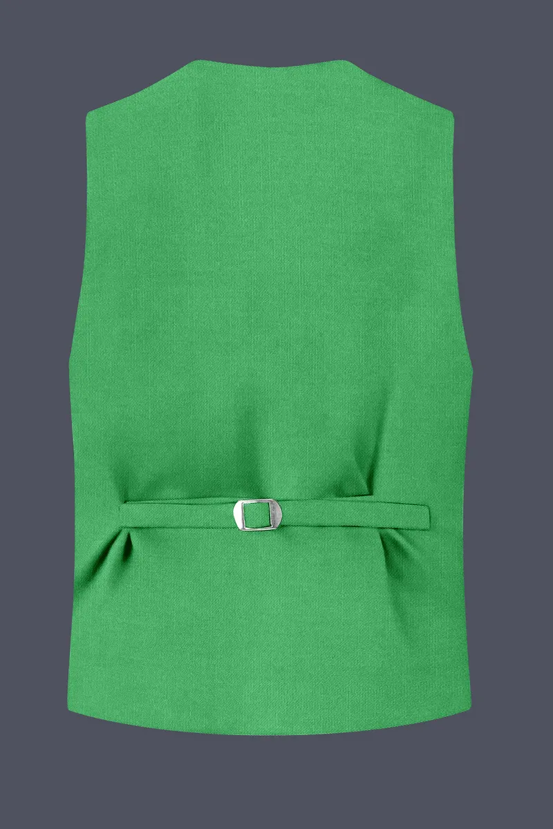 Baron-Chateau Green Wool Rich Slight Stretch Waistcoat 4