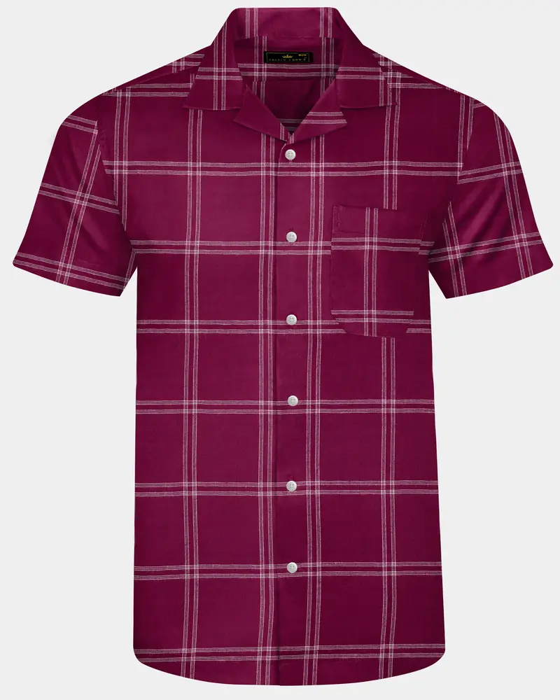 Barossa Maroon Checkered Half Sleeve Flannel Shirt 1