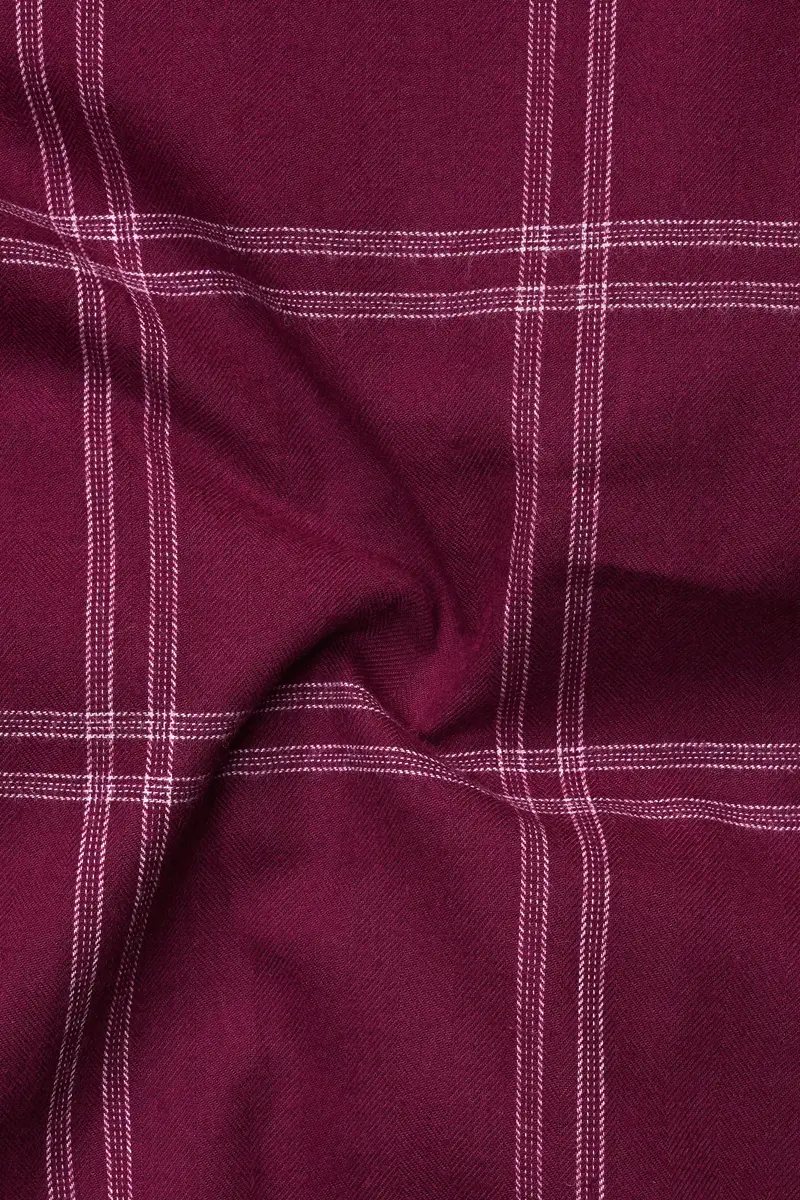 Barossa Maroon Checkered Half Sleeve Flannel Shirt 3
