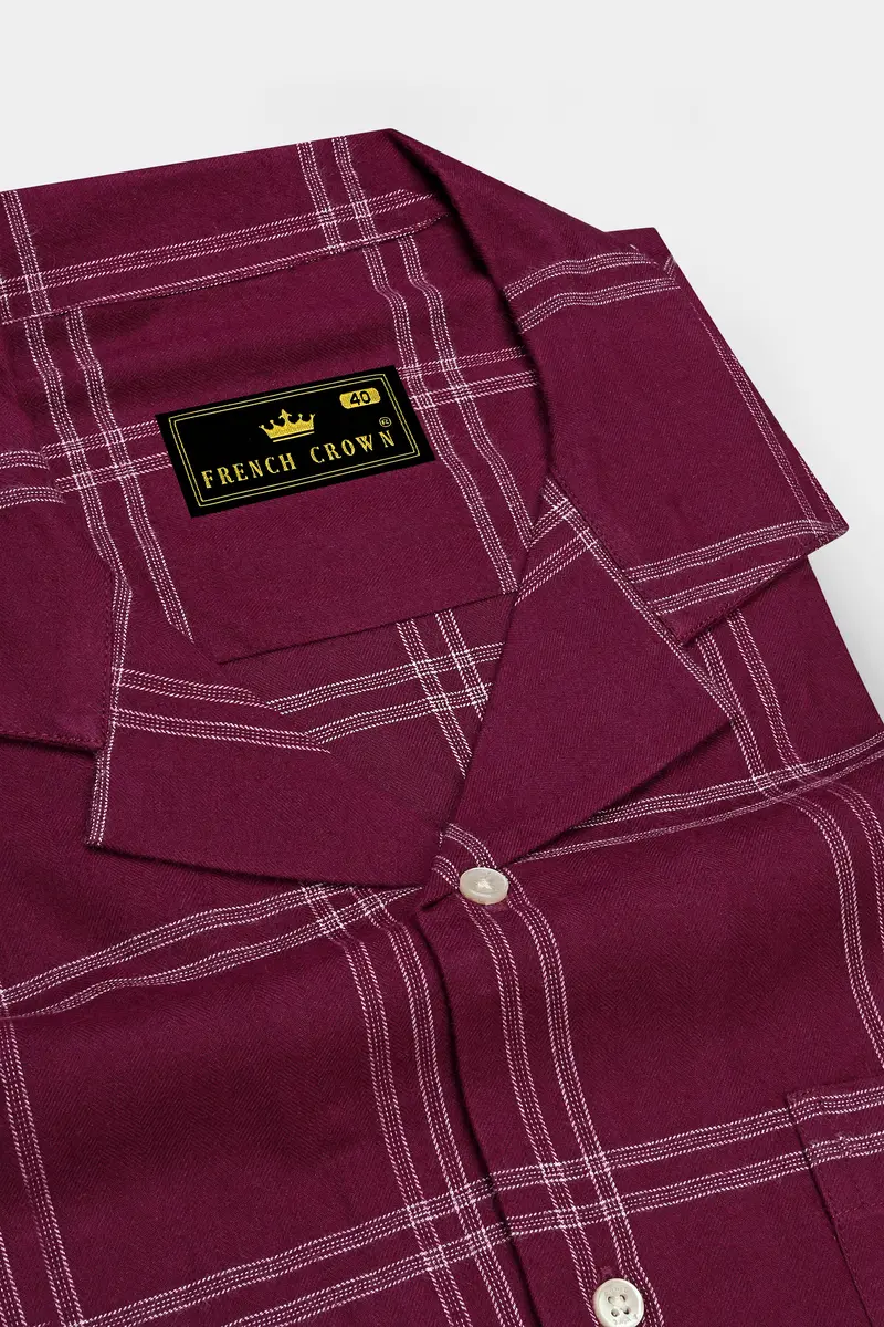 Barossa Maroon Checkered Half Sleeve Flannel Shirt 4