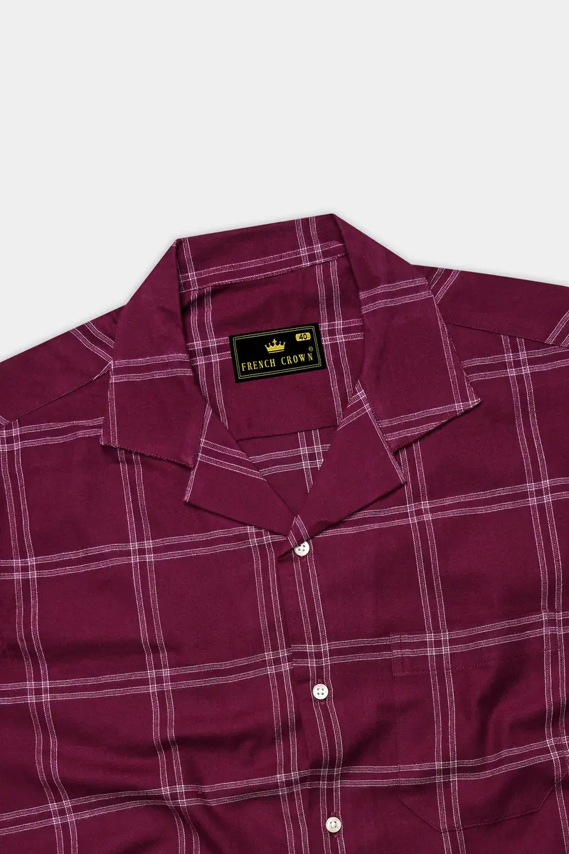 Barossa Maroon Checkered Half Sleeve Flannel Shirt 5