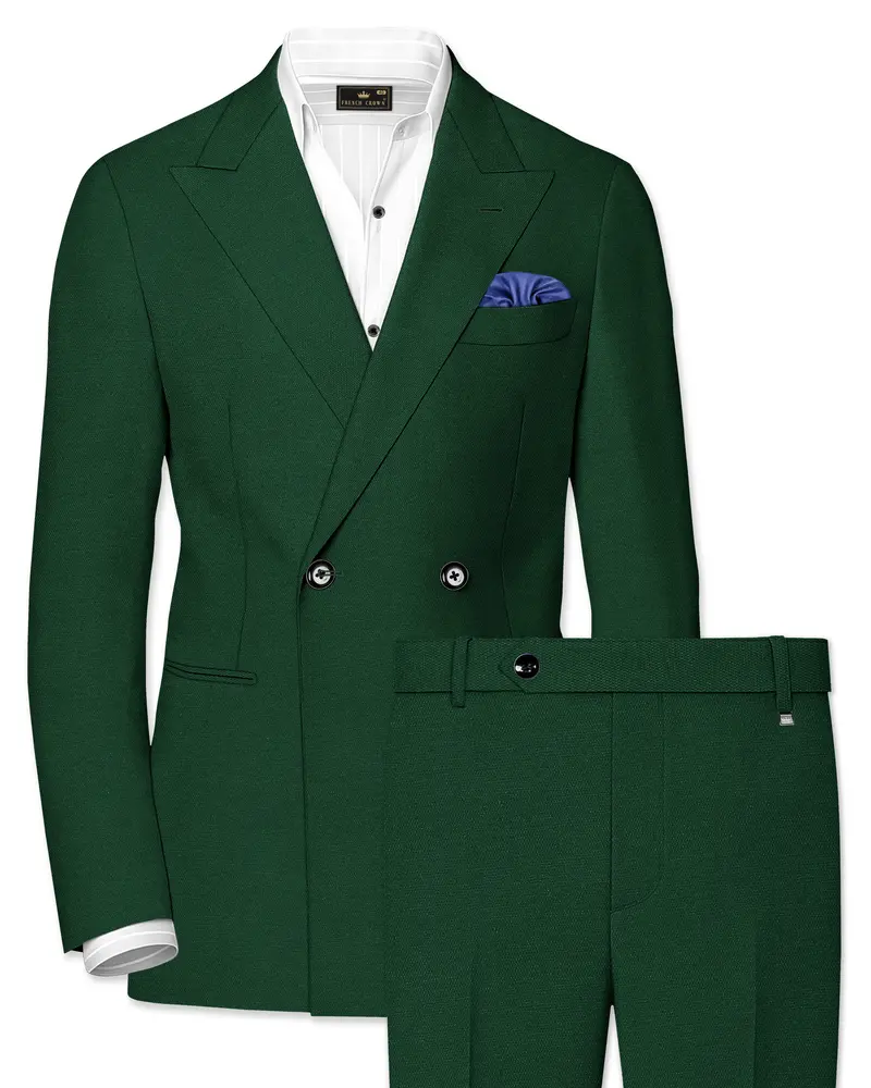 Basil Green Wool Rich Double-Breasted Suit 1