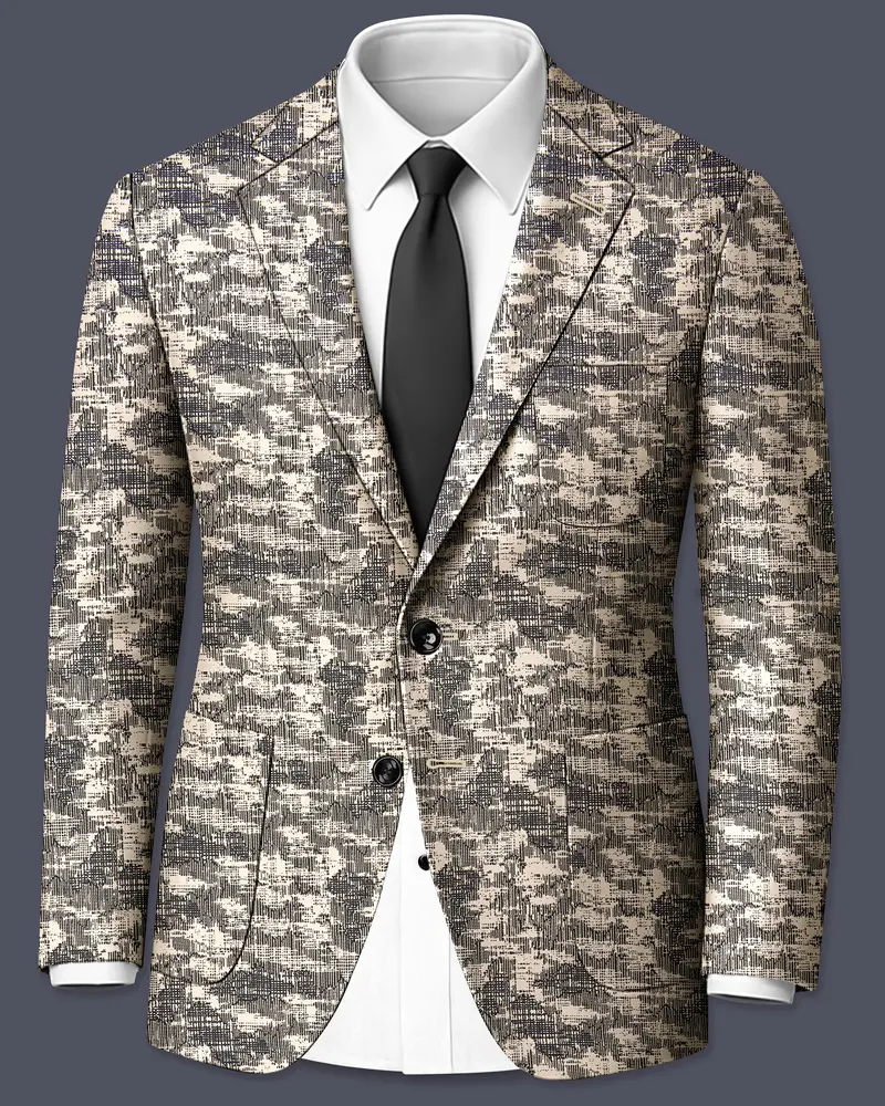 Bastille And Champagne Beige Abstract Printed Designer Blazer 1
