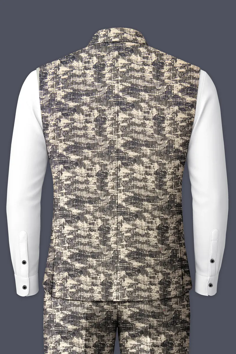 Bastille And Champagne Beige Abstract Printed Nehru Jacket 4