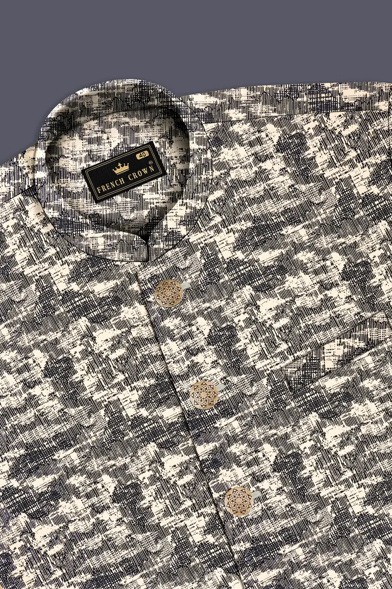 Bastille And Champagne Beige Abstract Printed Nehru Jacket 5