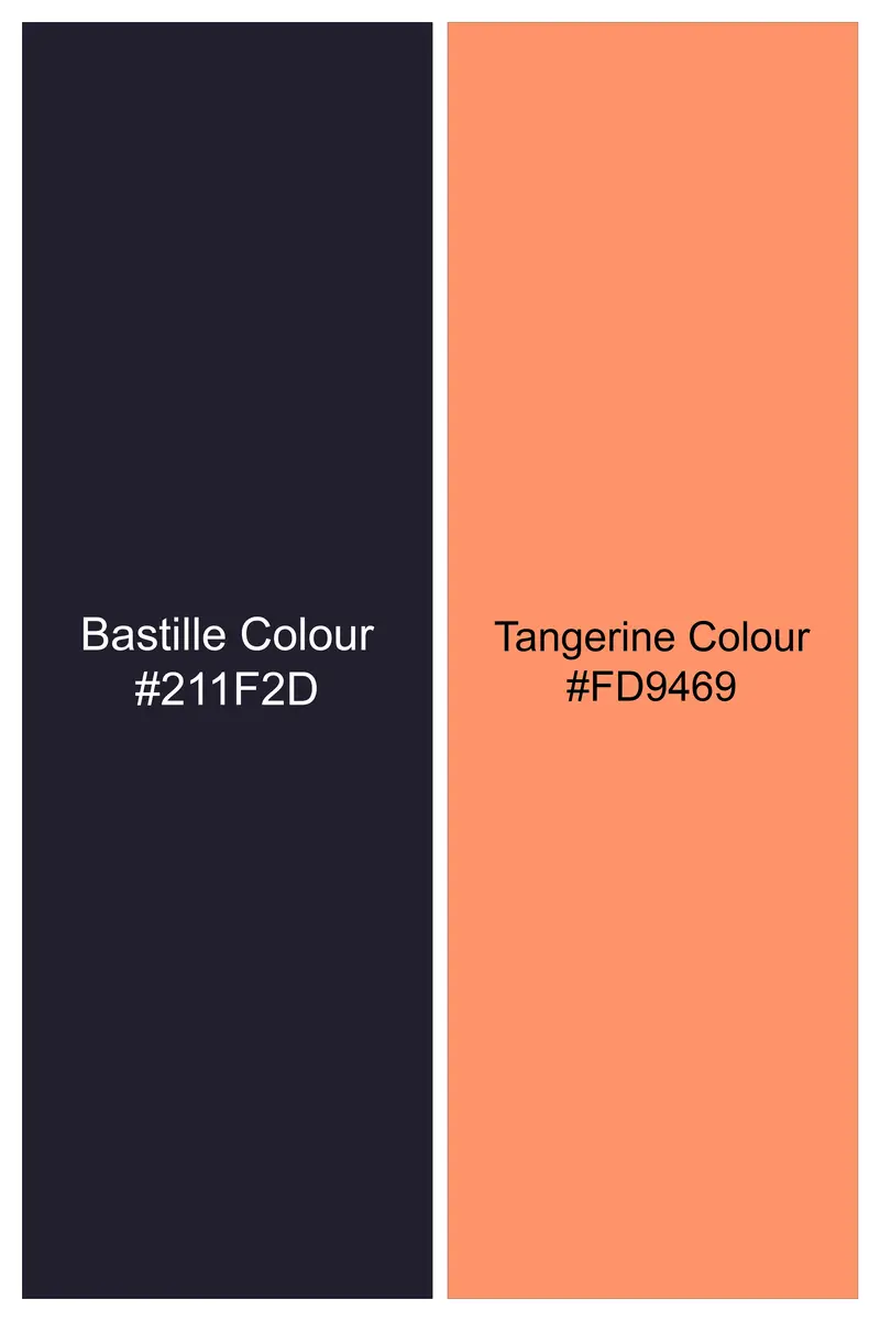 Bastille Blue With Tangerine Orange Digital Printed Super Soft Premium Cotton Shirt 8
