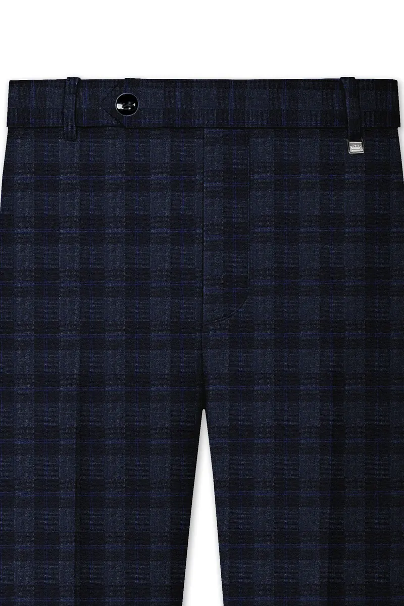 Bastille Grey Plaid Wool Rich Cross Placket Bandhgala Suit 10