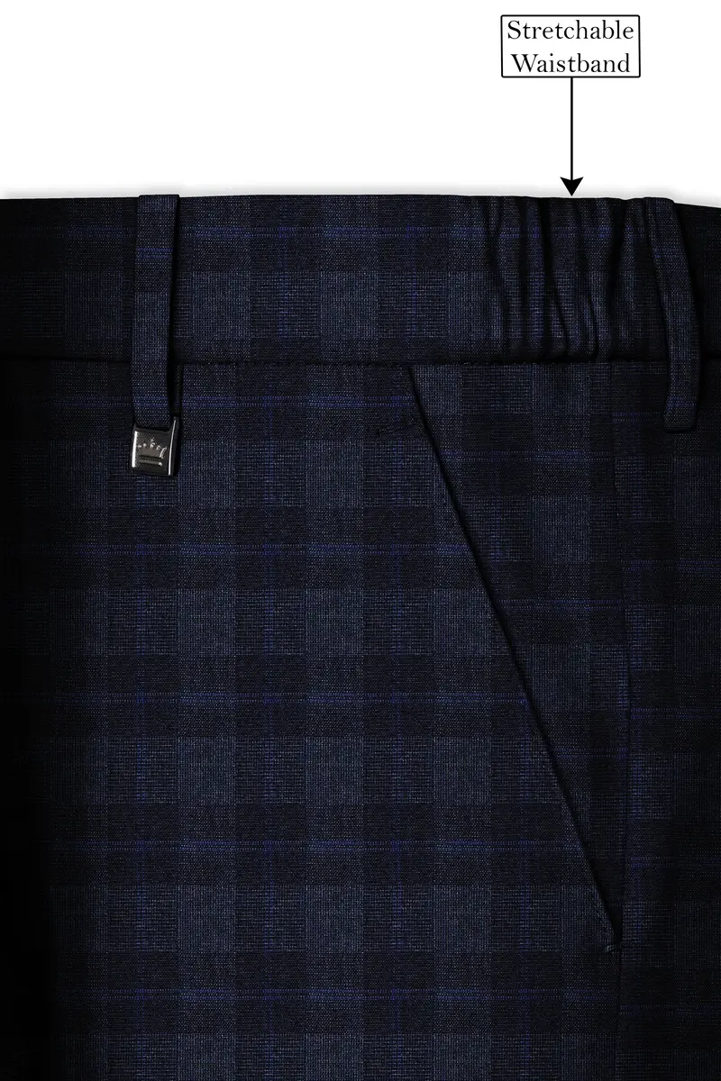 Bastille Grey Plaid Wool Rich Cross Placket Bandhgala Suit 13