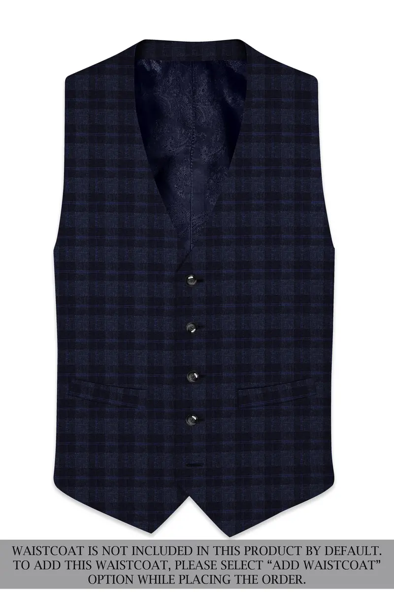 Bastille Grey Plaid Wool Rich Cross Placket Bandhgala Suit 14