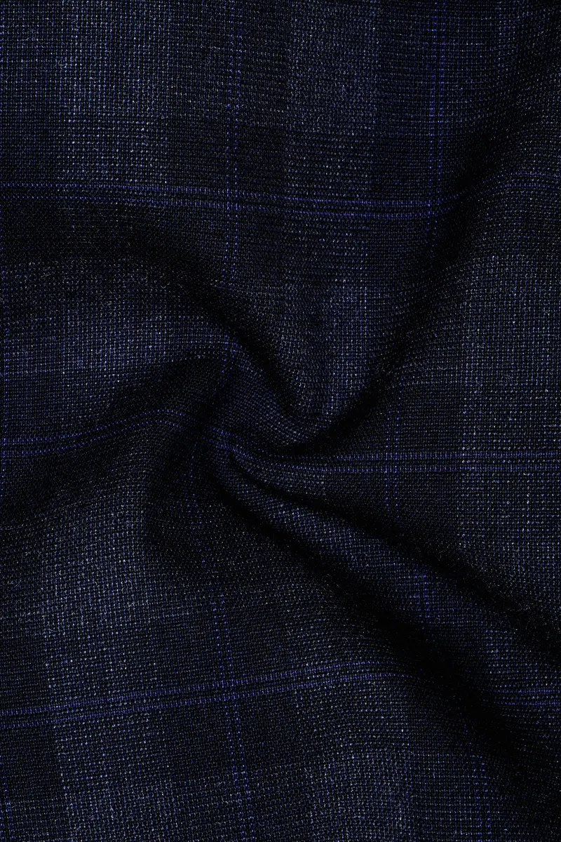 Bastille Grey Plaid Wool Rich Cross Placket Bandhgala Suit 3