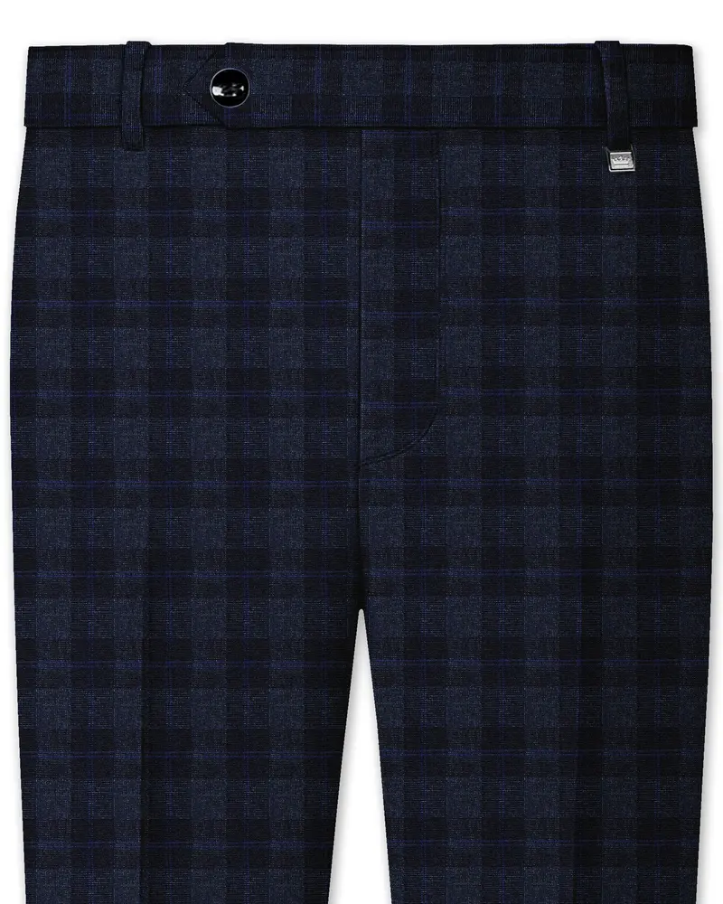 Bastille Grey Plaid Wool Rich Pant 1