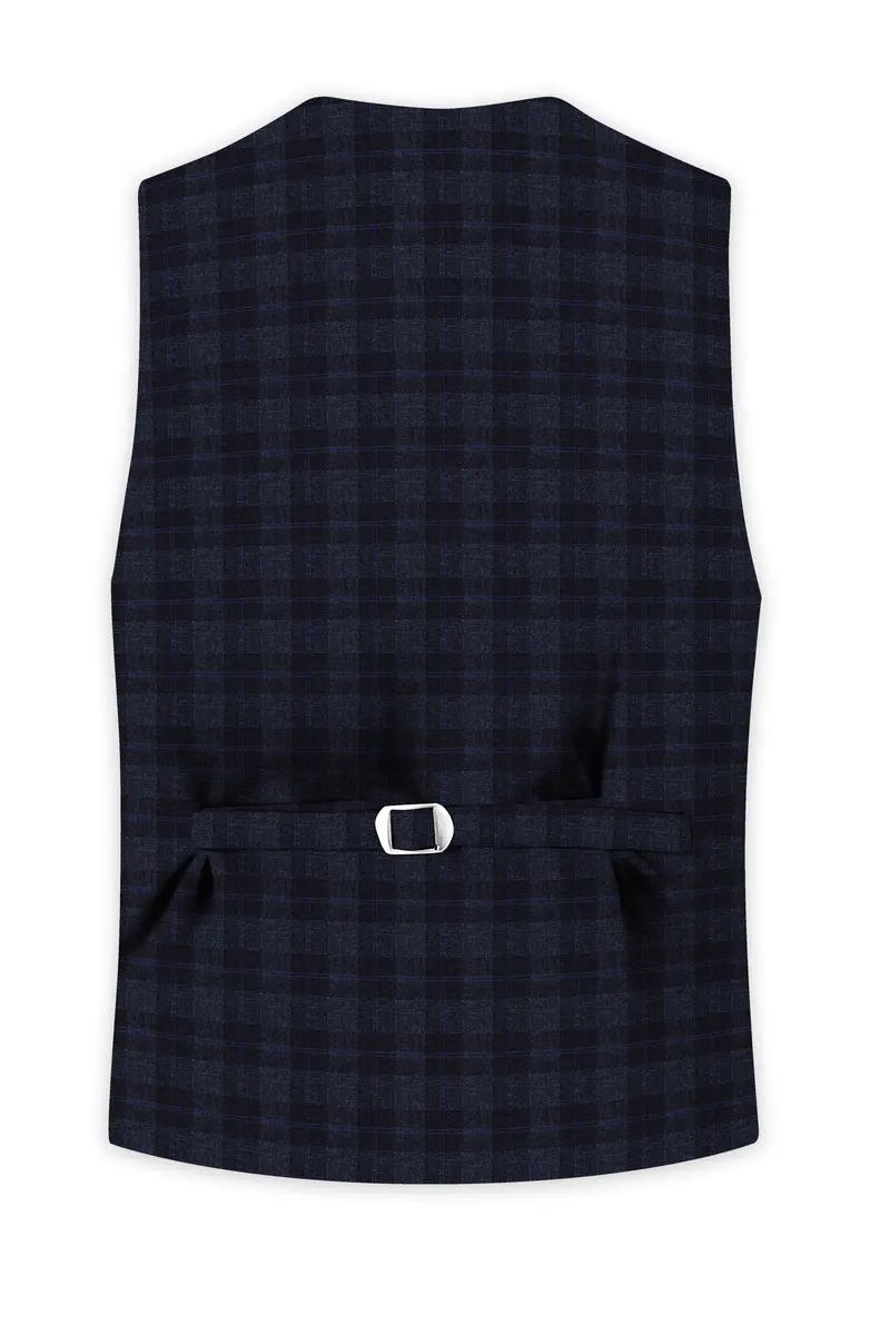 Bastille Grey Plaid Wool Rich Waistcoat 4