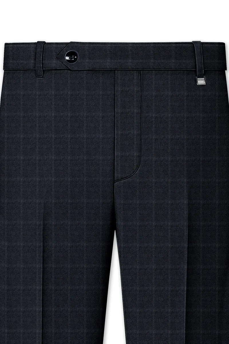 Bastille Light Black Windowpane Cross Placket Bandhgala Suit 11