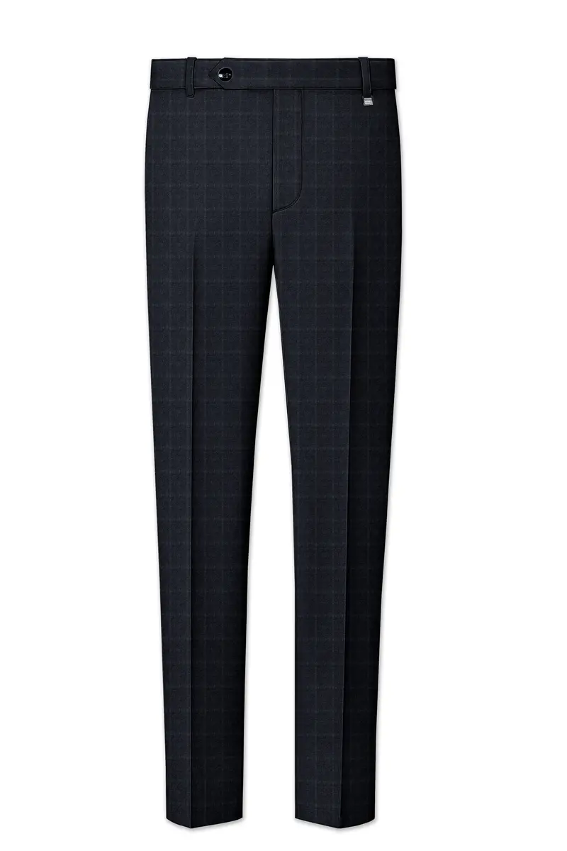 Bastille Light Black Windowpane Cross Placket Bandhgala Suit 12