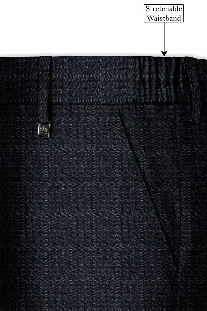 Bastille Light Black Windowpane Cross Placket Bandhgala Suit 14