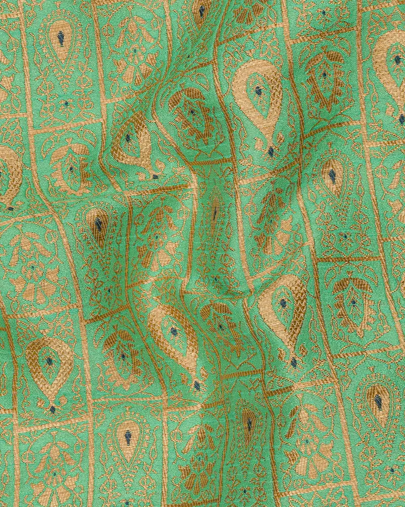 Bay Leaf Green With Golden Ancient Art Designer Nehru Jacket 3