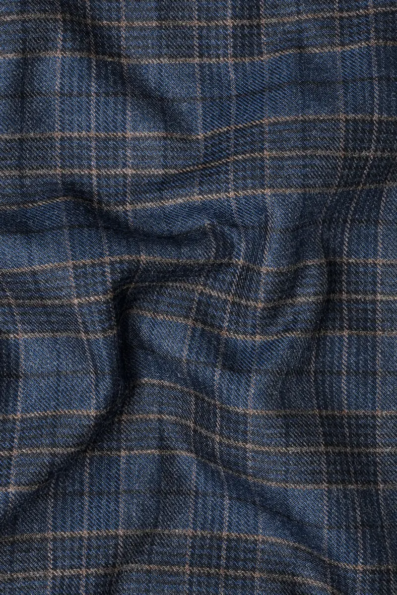 Bayoux Blue And Ironside Gray Plaid Tweed Double Breasted Blazer 3