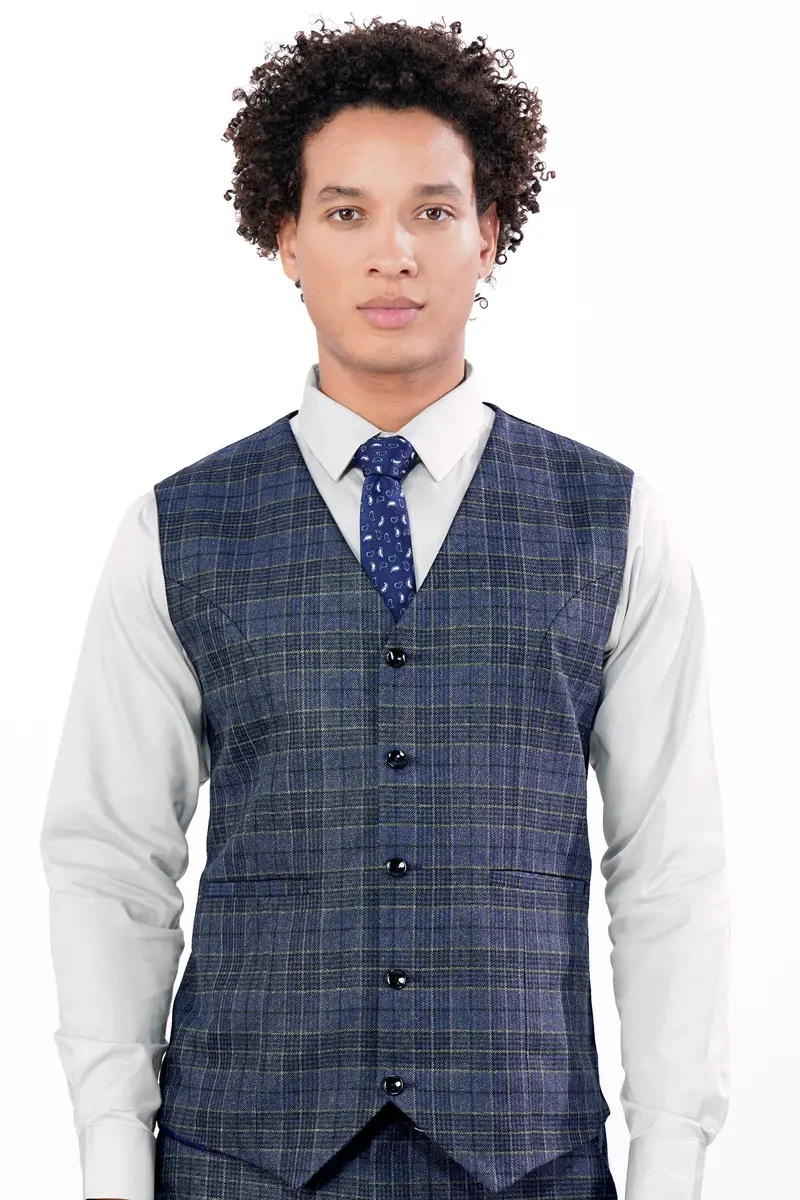 Bayoux Blue And Ironside Gray Plaid Waistcoat 2