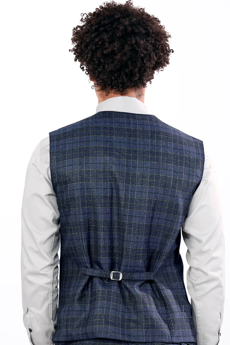 Bayoux Blue And Ironside Gray Plaid Waistcoat 4