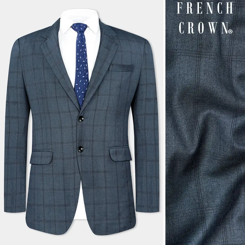 Bayoux Gray Plaid Wool Rich Blazer 1