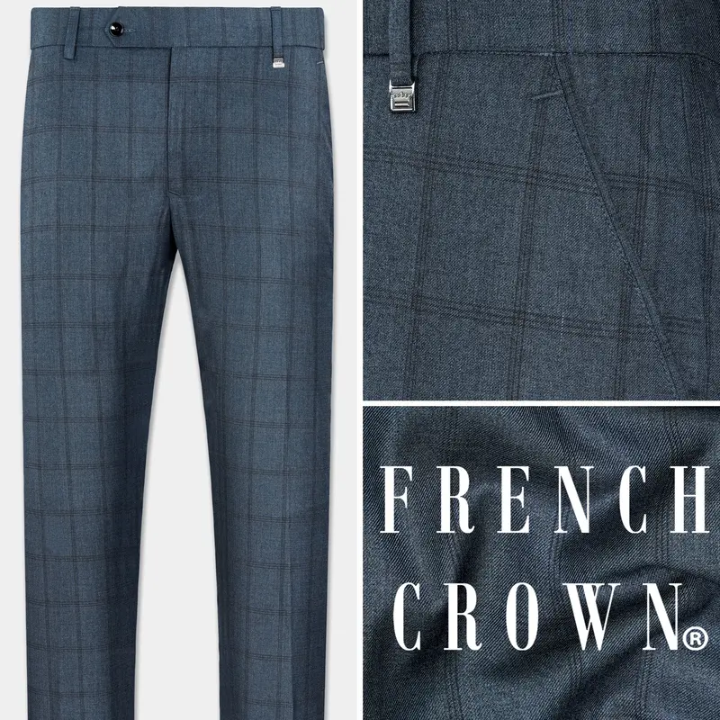Bayoux Gray Plaid Wool Rich Pant 1
