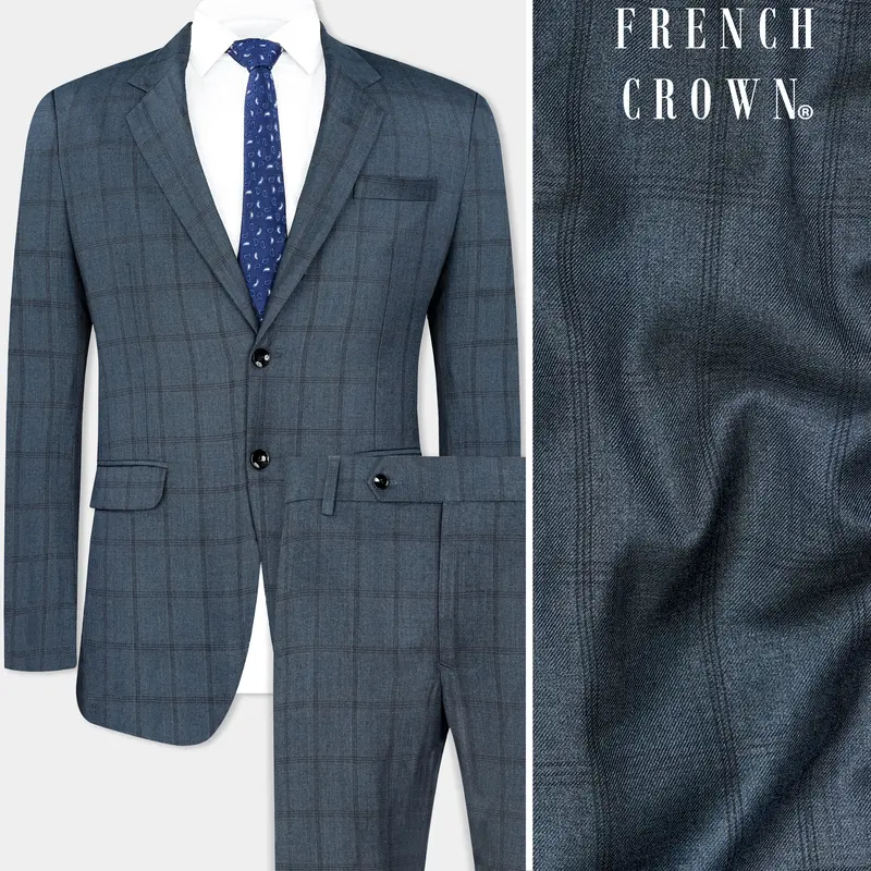 Bayoux Gray Plaid Wool Rich Suit 1