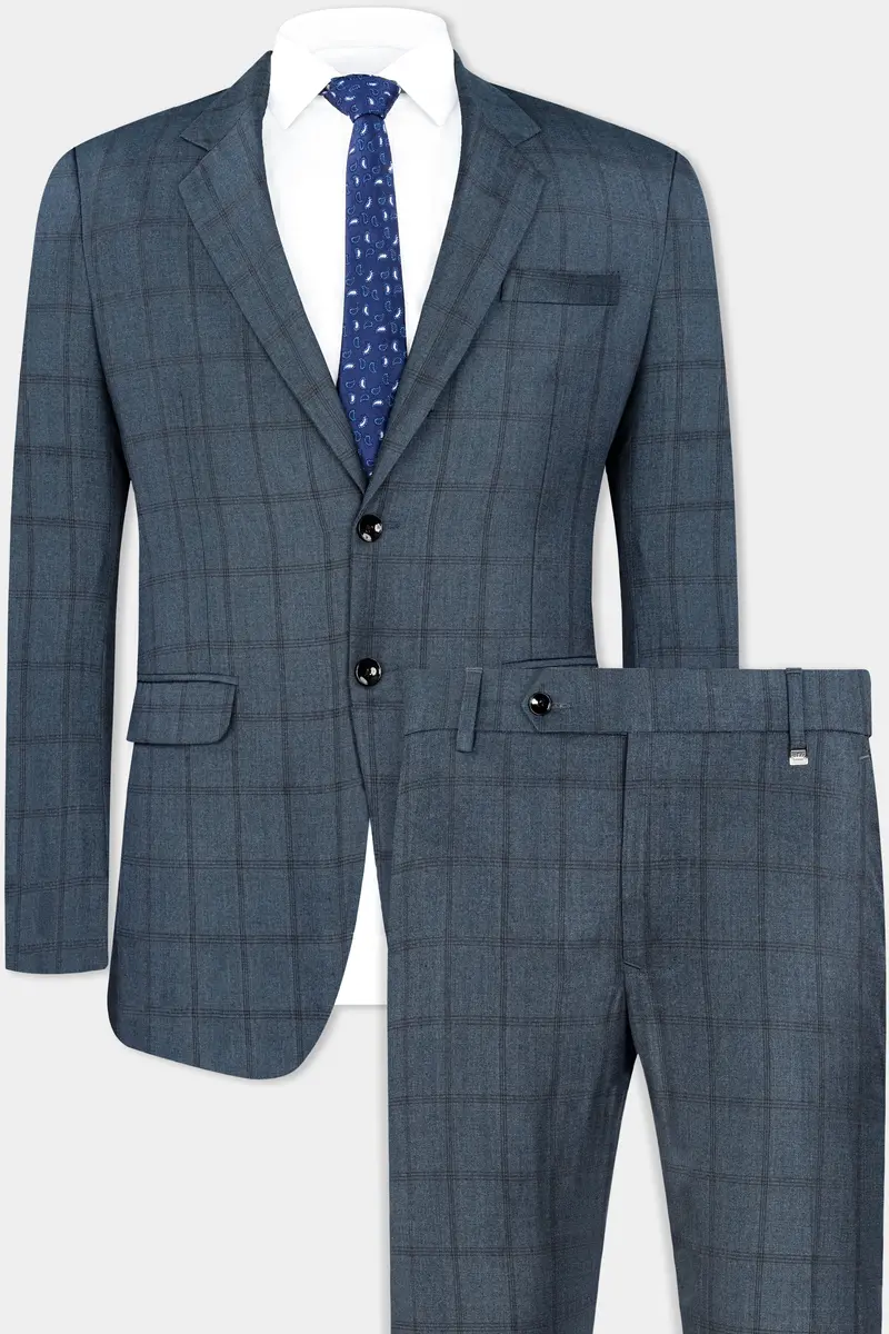 Bayoux Gray Plaid Wool Rich Suit 2