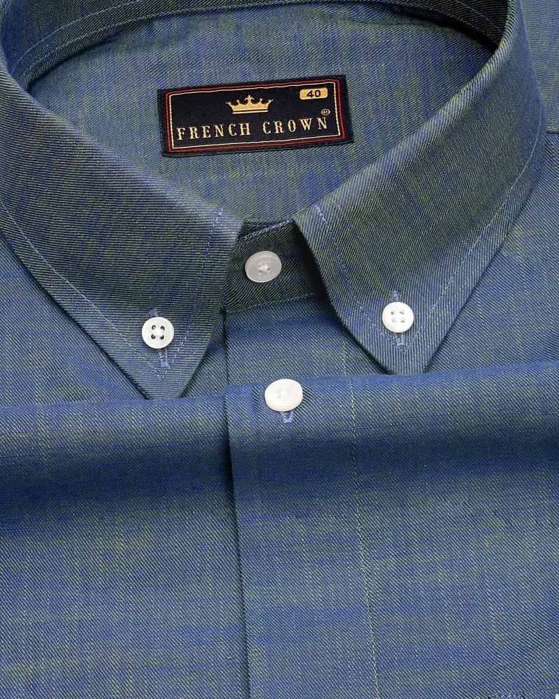 Bayox Blue Two Tone Button-Down Denim Shirt 1