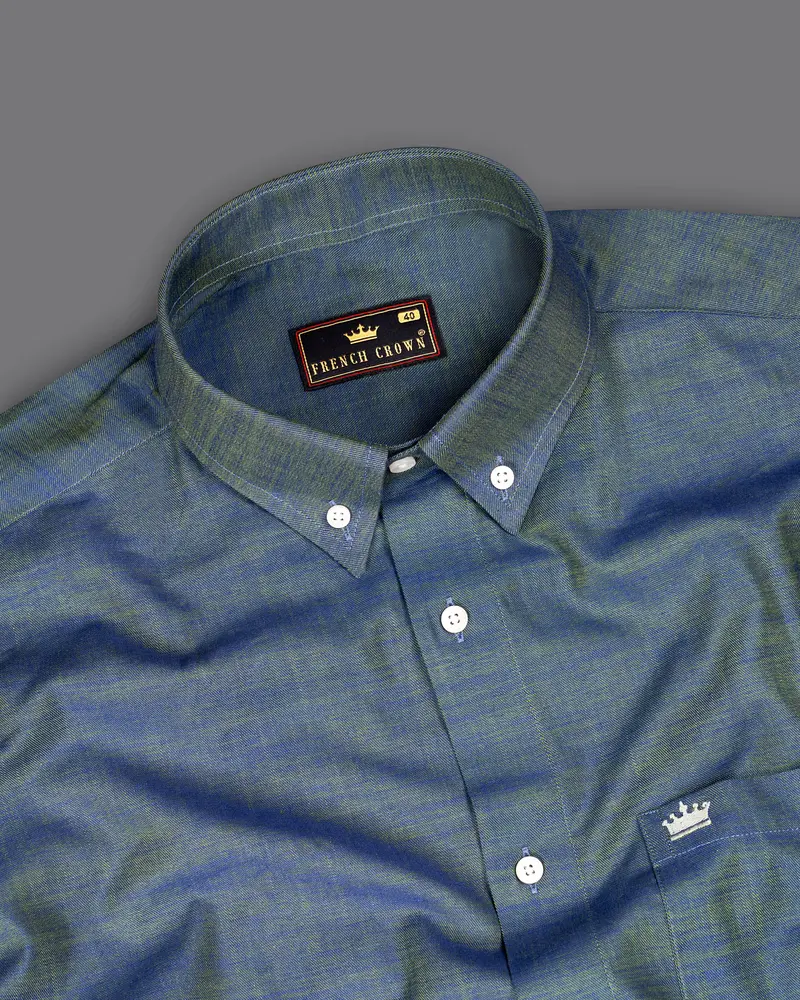 Bayox Blue Two Tone Button-Down Denim Shirt 3