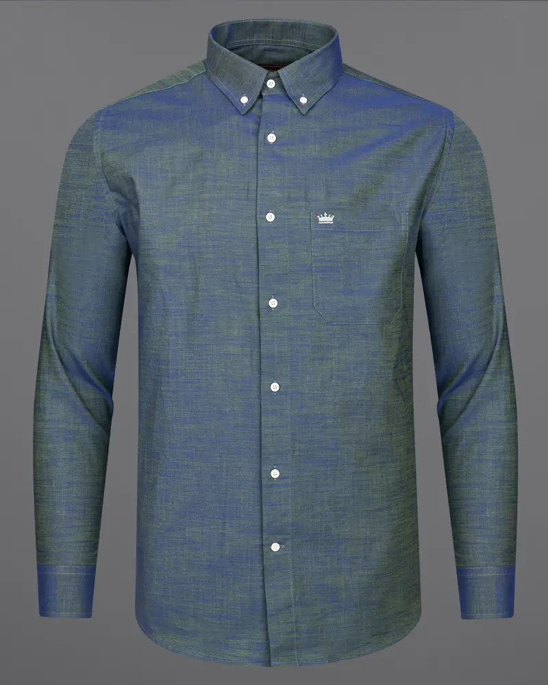 Bayox Blue Two Tone Button-Down Denim Shirt 4