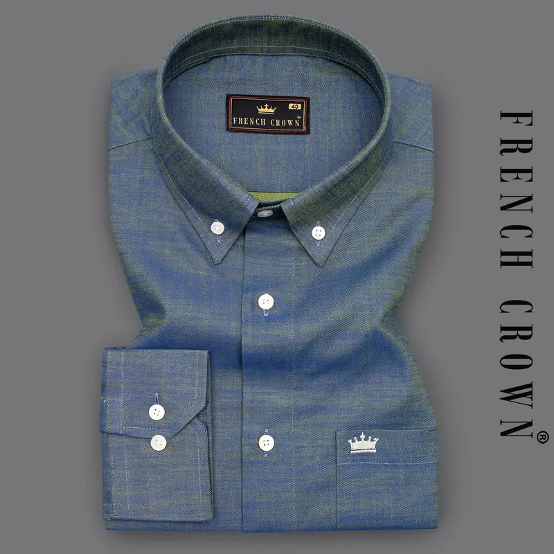 Bayox Blue Two Tone Button-Down Denim Shirt 6