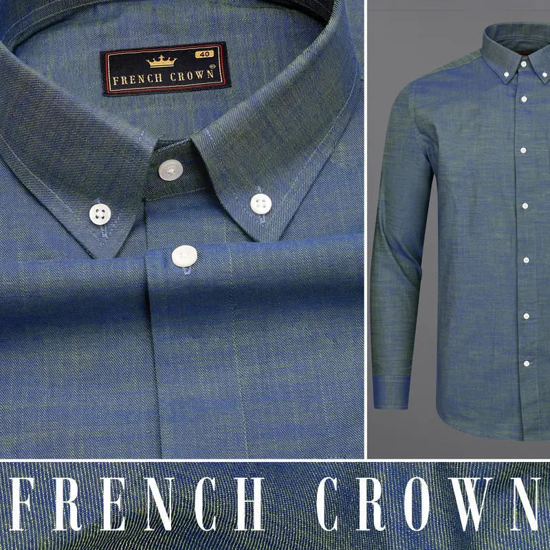 Bayox Blue Two Tone Button-Down Denim Shirt 8