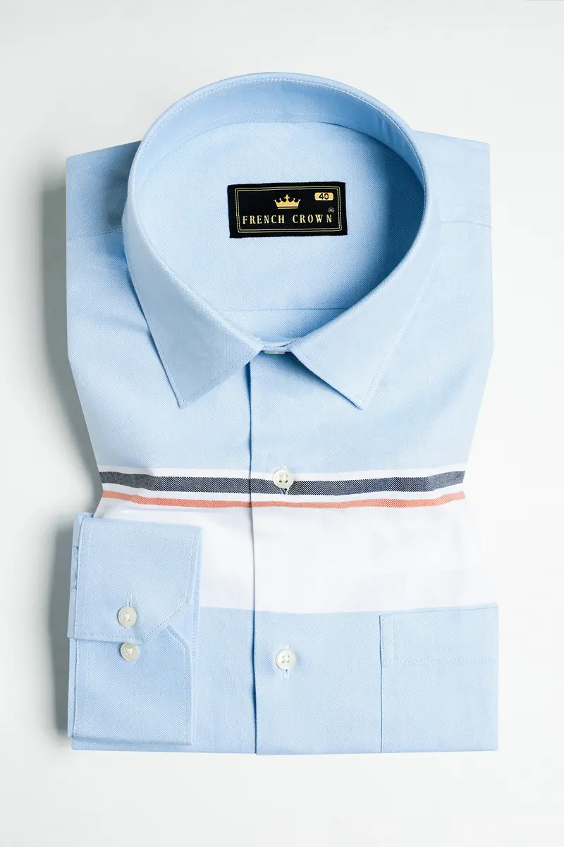 Beau Blue And Bright White Multicolour Striped Royal Oxford Shirt 3